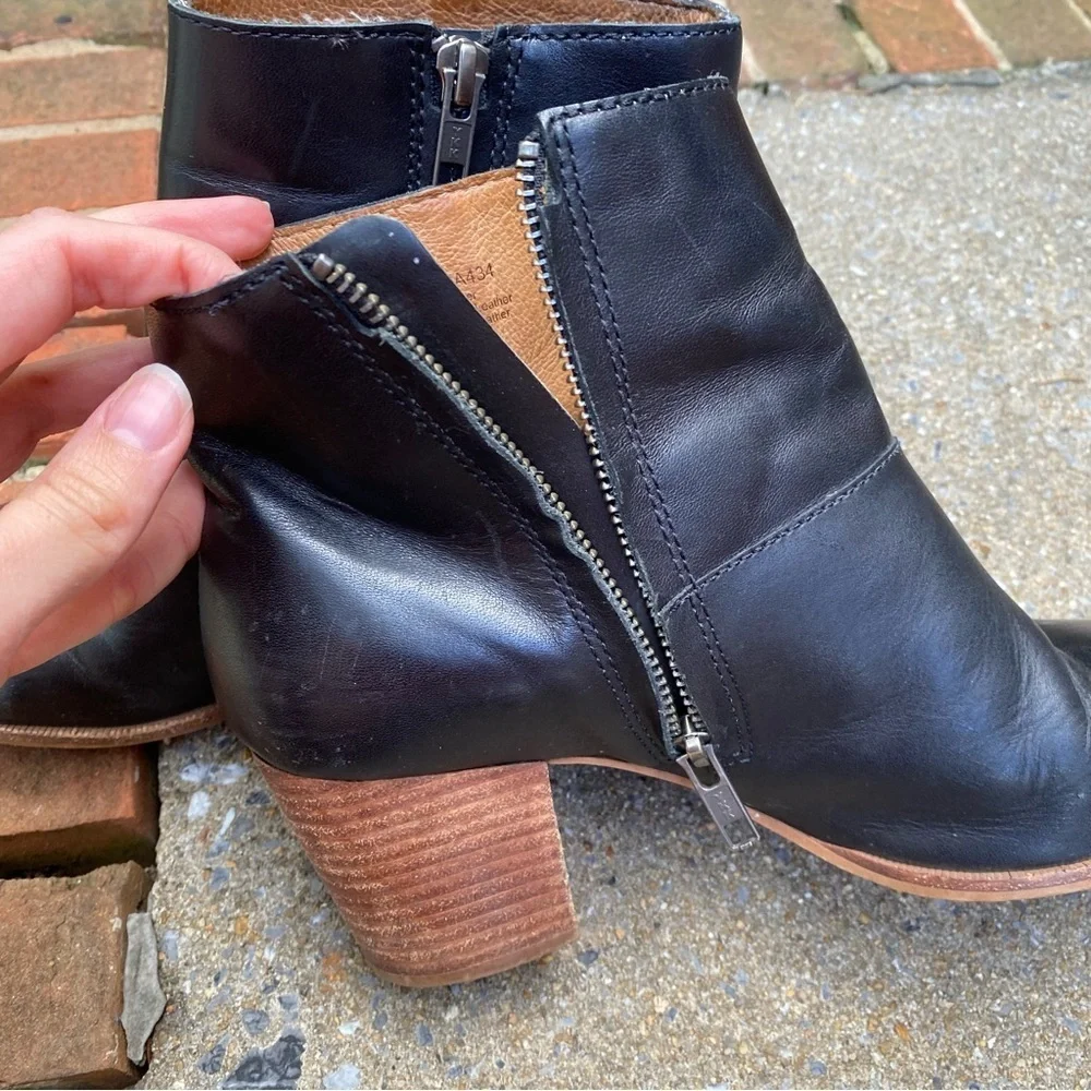 Madewell Boots Womens 9.5 Rosie Ankle Bootie Black Leather Side Zip Casual MA434